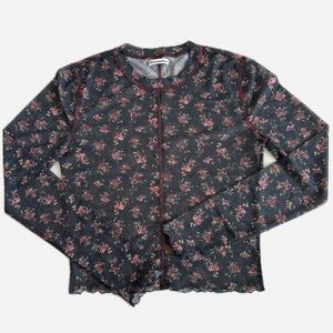 Reformation Black Floral Mesh Top Dark Academia Grunge Cottagecore Fairy Core M